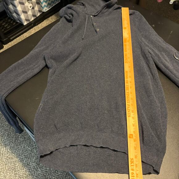 Flag & Anthem Henley Hooded Mens Size XL Stretch Sweaters Sweatshirt Cotton Navy - Picture 4 of 8